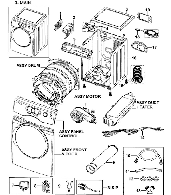 samsung dryer parts diagram